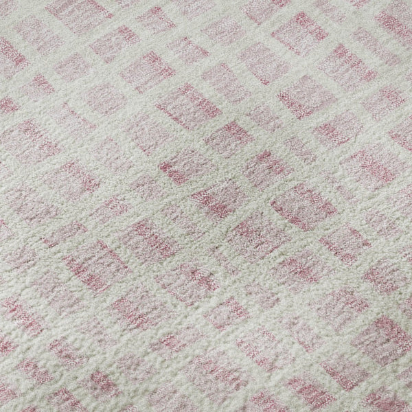 HomeRoots 8' Pink and Ivory Striped Round Rug - Washable, UV Protected, Durable, Perfect for Busy Homes! 661680