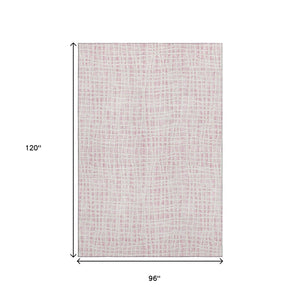 HomeRoots 8' X 10' Pink and Ivory Striped Area Rug - Stylish, Washable, UV-Protected for Homes with Kids & Pets 661681