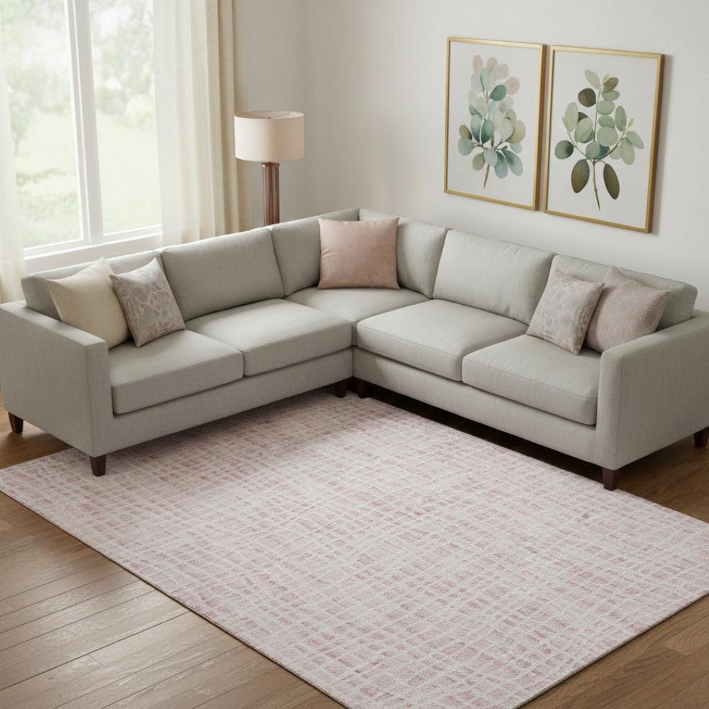 HomeRoots 8' X 10' Pink and Ivory Striped Area Rug - Stylish, Washable, UV-Protected for Homes with Kids & Pets 661681
