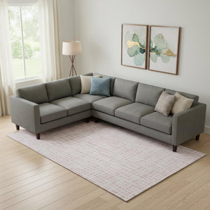 HomeRoots 9' X 12' Pink and Ivory Striped Area Rug - Washable, Stain-Resistant, UV Protected for Busy Homes 661682