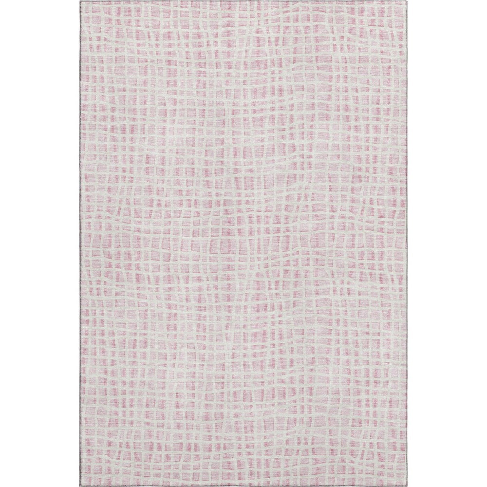 HomeRoots 10' Pink and Ivory Striped Washable Area Rug - UV Protected, Durable, Stylish for Family Spaces 661683