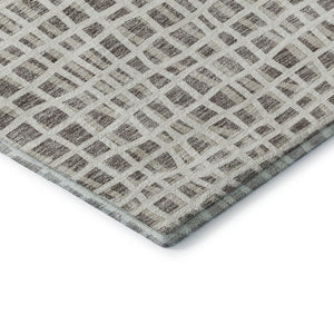 HomeRoots 5' Contemporary Taupe and Beige Striped Washable Area Rug with UV Protection for High-Traffic Homes 661685