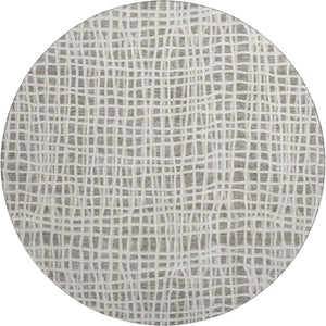 HomeRoots 8' Taupe and Beige Striped Washable Round Rug - Durable, Stain Resistant, UV Protected for All Spaces 661686