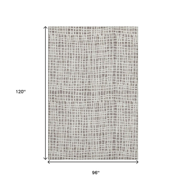 HomeRoots 8' X 10' Washable Taupe & Beige Striped Area Rug with UV Protection for Stylish, Durable Spaces 661687