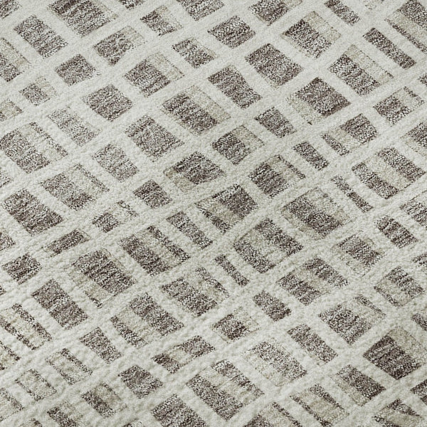 HomeRoots 8' X 10' Washable Taupe & Beige Striped Area Rug with UV Protection for Stylish, Durable Spaces 661687