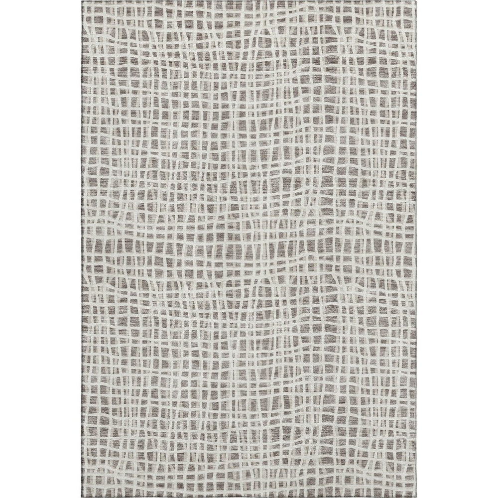 HomeRoots 10' Taupe and Beige Striped Washable Area Rug with UV Protection – Perfect for High-Traffic Spaces! 661689