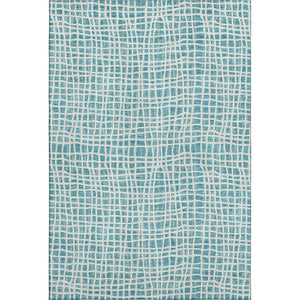 HomeRoots 8' X 10' Teal And Ivory Striped Area Rug - Durable, Washable, UV-Resistant for Indoor/Outdoor Use 661693