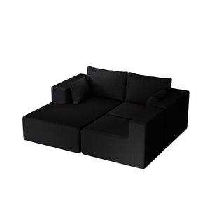 English Elm 108.3" Modular Cloud Sectional Corduroy Upholstered L Shape Sofa for Living Room Black W1097S00221
