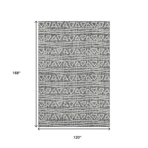 HomeRoots 10' Charcoal and Ivory Geometric Area Rug – Stylish, Washable, UV-Protected for Busy Homes 661707