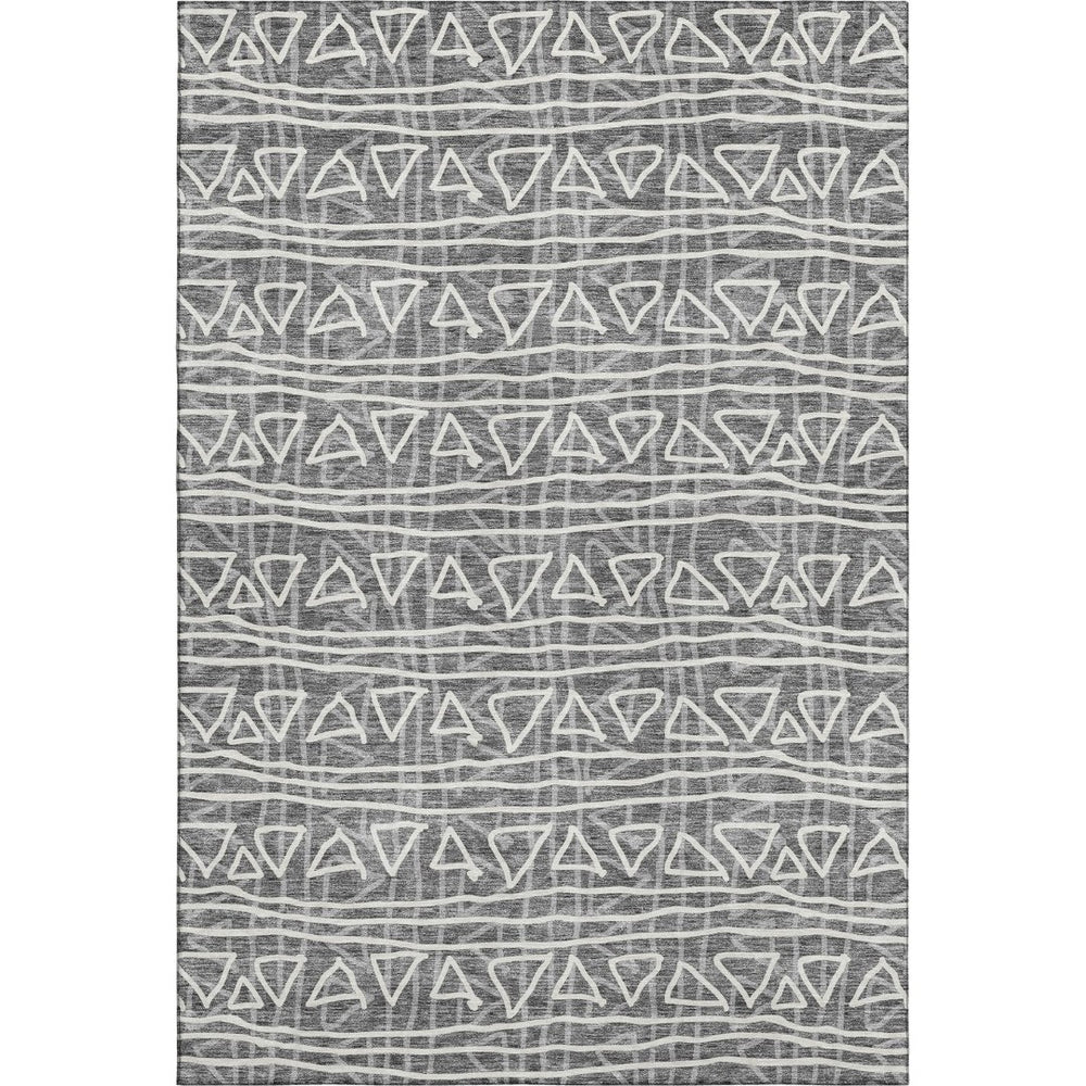 HomeRoots 10' Charcoal and Ivory Geometric Area Rug – Stylish, Washable, UV-Protected for Busy Homes 661707