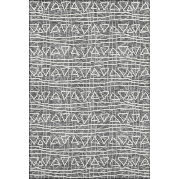 HomeRoots 10' Charcoal and Ivory Geometric Area Rug – Stylish, Washable, UV-Protected for Busy Homes 661707