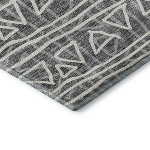 HomeRoots 10' Charcoal and Ivory Geometric Area Rug – Stylish, Washable, UV-Protected for Busy Homes 661707