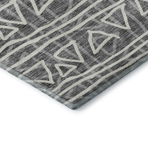 HomeRoots 10' Charcoal and Ivory Geometric Area Rug – Stylish, Washable, UV-Protected for Busy Homes 661707