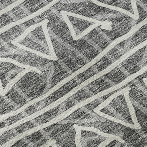 HomeRoots 10' Charcoal and Ivory Geometric Area Rug – Stylish, Washable, UV-Protected for Busy Homes 661707