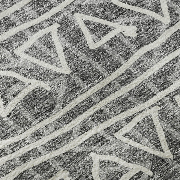 HomeRoots 10' Charcoal and Ivory Geometric Area Rug – Stylish, Washable, UV-Protected for Busy Homes 661707