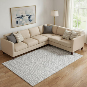 HomeRoots 8' X 10' Gray and Silver Geometric Area Rug - Washable, UV-Protected, Perfect for Homes with Kids & Pets 661717