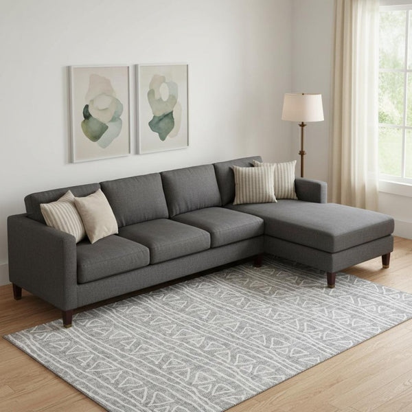 HomeRoots 9' X 12' Gray & Silver Geometric Area Rug - Washable, UV Protected, Durable for Homes with Kids & Pets 661718