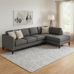 HomeRoots 10' Gray and Silver Geometric Area Rug - Washable, UV Protected, Durable for Homes with Kids & Pets 661719