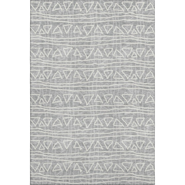 HomeRoots 10' Gray and Silver Geometric Area Rug - Washable, UV Protected, Durable for Homes with Kids & Pets 661719