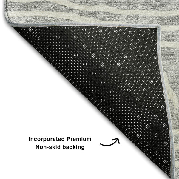 HomeRoots 10' Gray and Silver Geometric Area Rug - Washable, UV Protected, Durable for Homes with Kids & Pets 661719