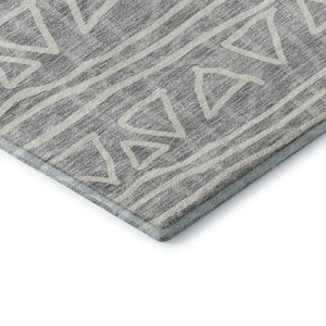 HomeRoots 10' Gray and Silver Geometric Area Rug - Washable, UV Protected, Durable for Homes with Kids & Pets 661719