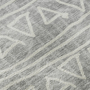 HomeRoots 10' Gray and Silver Geometric Area Rug - Washable, UV Protected, Durable for Homes with Kids & Pets 661719
