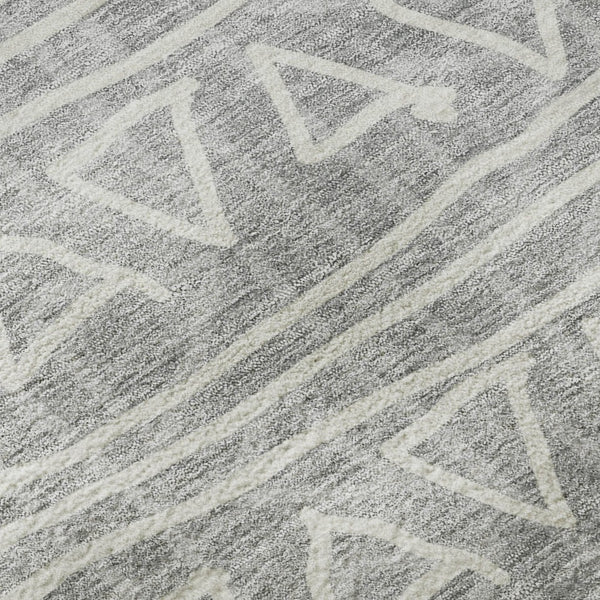 HomeRoots 10' Gray and Silver Geometric Area Rug - Washable, UV Protected, Durable for Homes with Kids & Pets 661719
