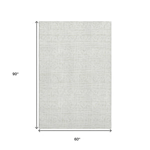 HomeRoots 5' X 8' Ivory And Beige Geometric Area Rug - Durable, Stain-Resistant, UV Protected for Any Space 661727