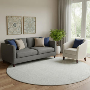 HomeRoots 8' Ivory and Beige Geometric Washable Round Area Rug – Durable, Stylish, UV-Protected for Any Space 661728