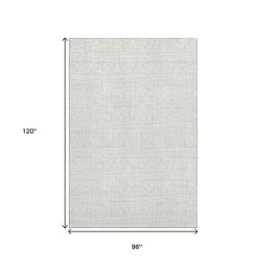 HomeRoots 8' X 10' Ivory and Beige Geometric Area Rug – Washable, Stain Resistant, UV Protected for Modern Homes 661729