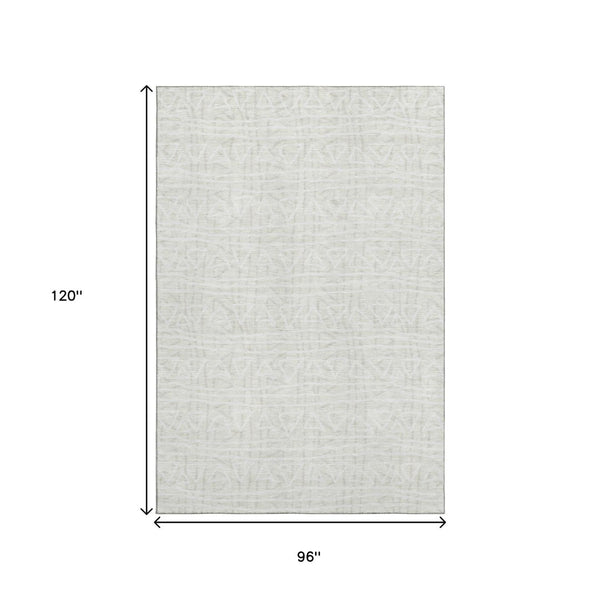 HomeRoots 8' X 10' Ivory and Beige Geometric Area Rug – Washable, Stain Resistant, UV Protected for Modern Homes 661729