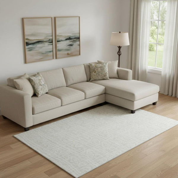 HomeRoots 8' X 10' Ivory and Beige Geometric Area Rug – Washable, Stain Resistant, UV Protected for Modern Homes 661729