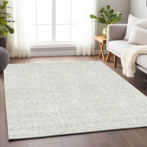 HomeRoots 8' X 10' Ivory and Beige Geometric Area Rug – Washable, Stain Resistant, UV Protected for Modern Homes 661729