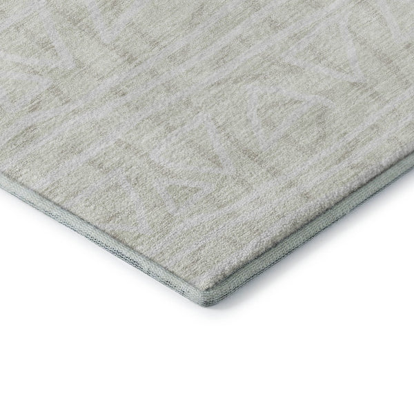 HomeRoots 8' X 10' Ivory and Beige Geometric Area Rug – Washable, Stain Resistant, UV Protected for Modern Homes 661729