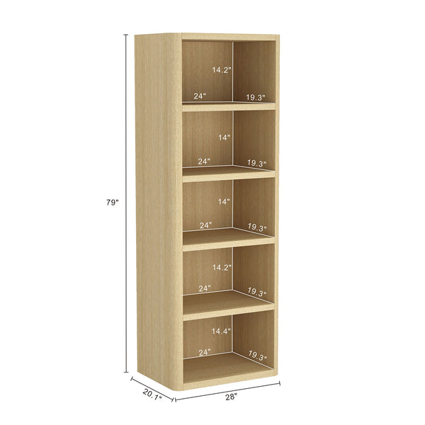 English Elm Rivington 28" Modern 5-Shelf Open Bookcase with Adjustable Shelves and Warm Wood Grain Finish Oak B365P398314
