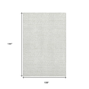 HomeRoots 9' X 12' Ivory and Beige Geometric Area Rug - Washable, UV Protected, Durable for High-Traffic Spaces 661730
