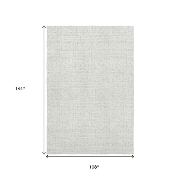 HomeRoots 9' X 12' Ivory and Beige Geometric Area Rug - Washable, UV Protected, Durable for High-Traffic Spaces 661730