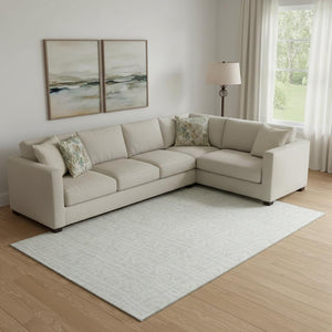 HomeRoots 9' X 12' Ivory and Beige Geometric Area Rug - Washable, UV Protected, Durable for High-Traffic Spaces 661730