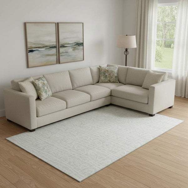 HomeRoots 9' X 12' Ivory and Beige Geometric Area Rug - Washable, UV Protected, Durable for High-Traffic Spaces 661730