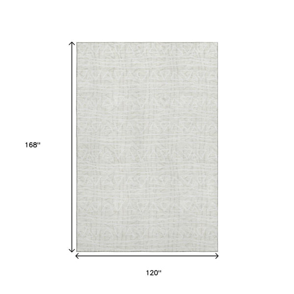 HomeRoots 10' X 14' Ivory and Beige Geometric Area Rug – Stylish, Durable, Stain-Resistant with UV Protection! 661731