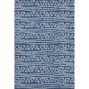HomeRoots 10' X 14' Navy Blue & Ivory Geometric Area Rug - Washable, UV Protected, Perfect for High-Traffic Spaces 661743