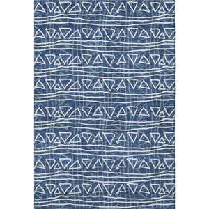 HomeRoots 10' X 14' Navy Blue & Ivory Geometric Area Rug - Washable, UV Protected, Perfect for High-Traffic Spaces 661743