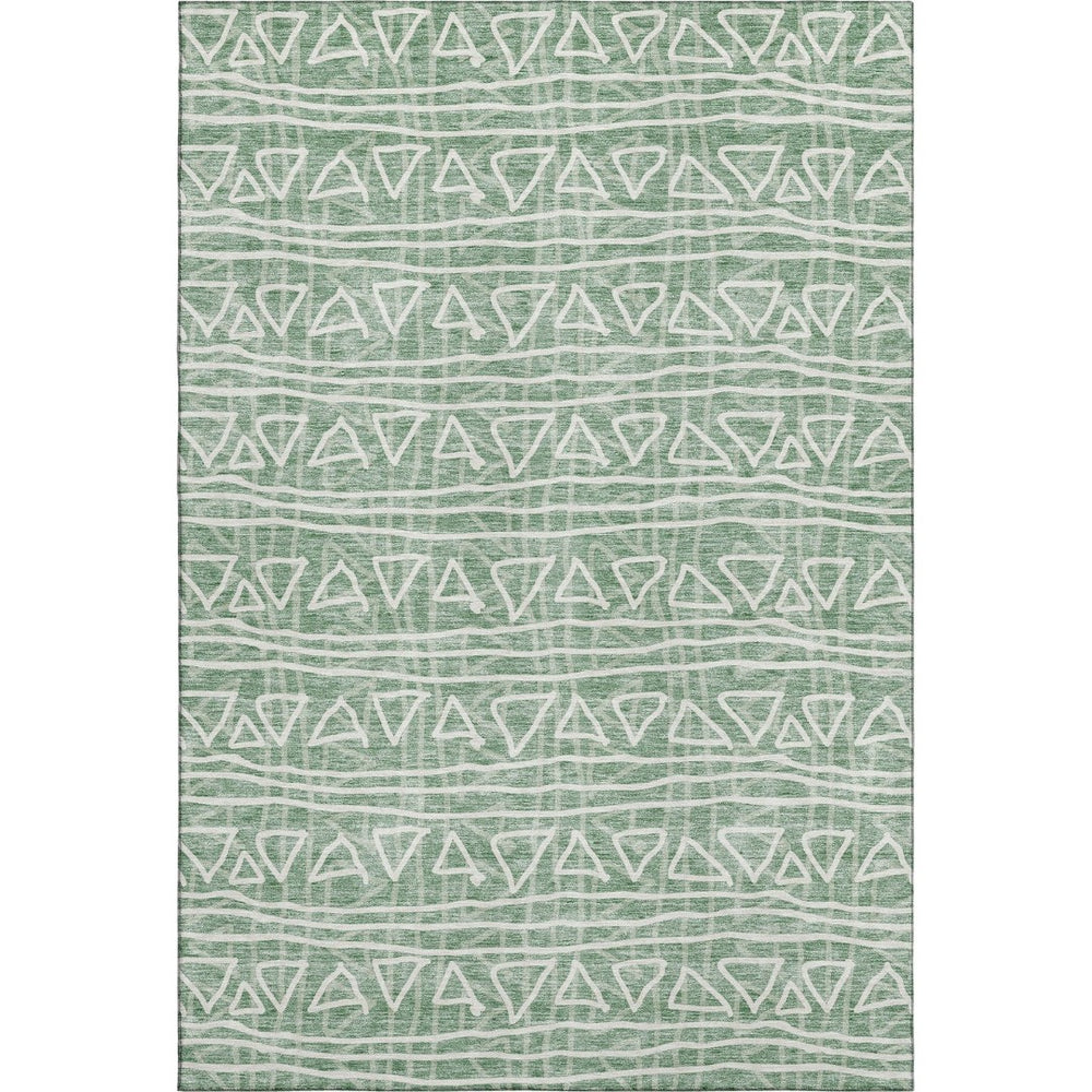 HomeRoots 5' X 8' Sage and Ivory Geometric Area Rug - UV Protected, Washable, Durable, Perfect for Homes 661751