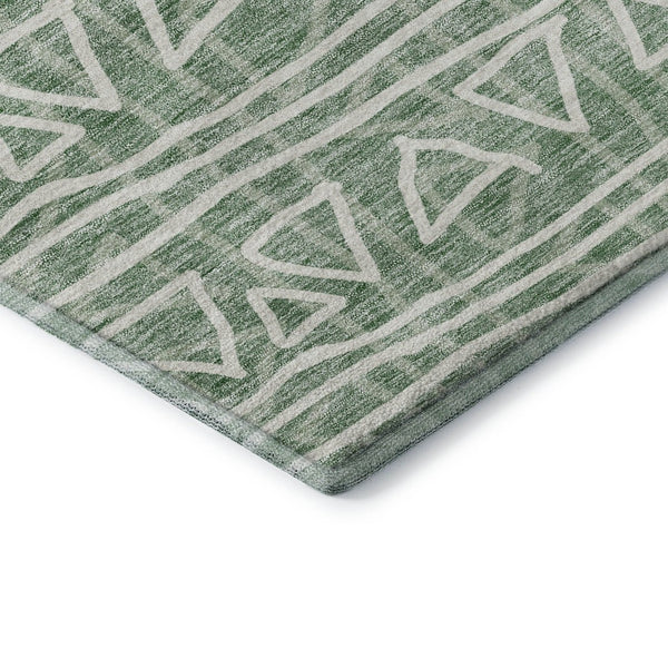 HomeRoots 8' X 10' Sage And Ivory Geometric Area Rug - Washable, UV Protected, Soft Polyester for Daily Use 661753