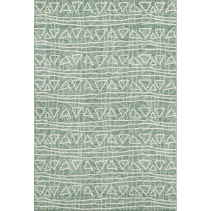 HomeRoots 9' X 12' Sage and Ivory Geometric Area Rug – Washable, UV Protected, Durable Style for Busy Homes 661754