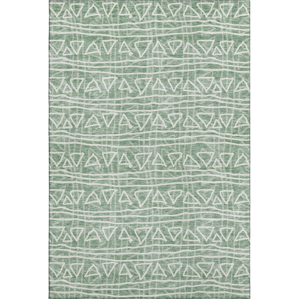 HomeRoots 9' X 12' Sage and Ivory Geometric Area Rug – Washable, UV Protected, Durable Style for Busy Homes 661754