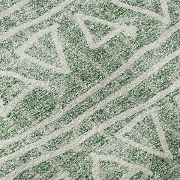HomeRoots 9' X 12' Sage and Ivory Geometric Area Rug – Washable, UV Protected, Durable Style for Busy Homes 661754
