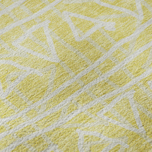 HomeRoots 8' X 10' Vibrant Yellow & Ivory Geometric Area Rug - Washable, UV-Resistant, Perfect for Homes! 661777