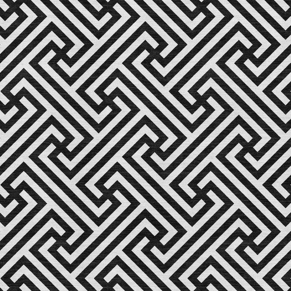 HomeRoots 5' X 8' Black And Ivory Geometric Area Rug - Durable, Washable, UV-Protected for High-Traffic Spaces 661781