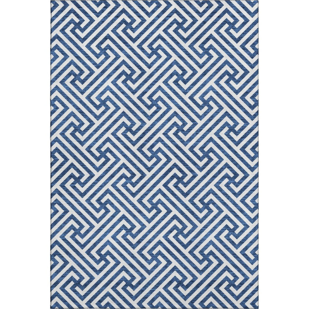 HomeRoots 10' Blue and Ivory Geometric Washable Area Rug – Durable, Stain Resistant, UV Protected for High Traffic Areas 661791